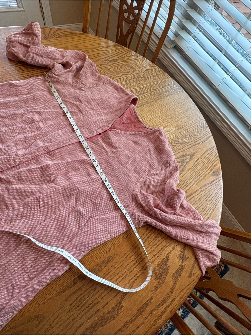 Flax Reversible Tunic Linen Lagenlook Pink Long Sleeve V Neck Button Top Size L - Picture 5 of 8